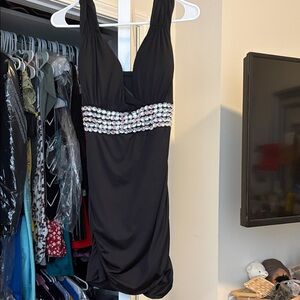 Elegant Black Dress with Silver Accents